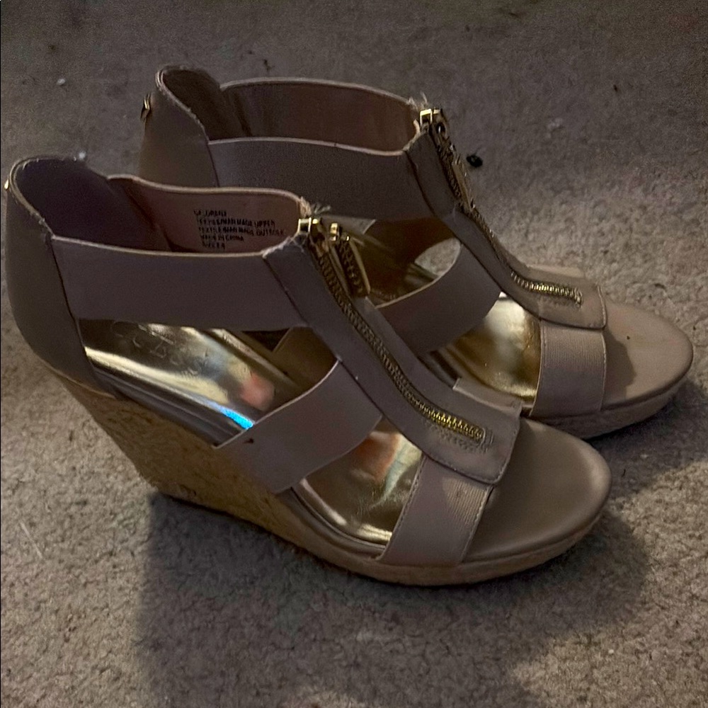 Women’s shoes, tan, wedges, summer wedge heels